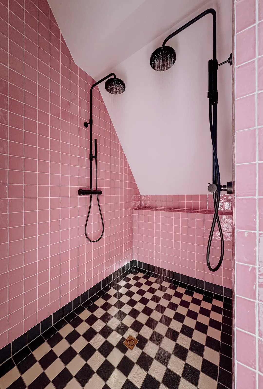 douche rose sol damier noir et blanc douche rose sol damier noir et blanc