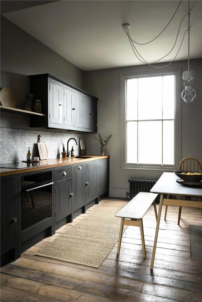 cuisine noire et bois décoration contemporaine