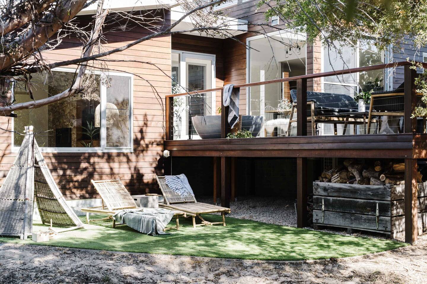 jardin et terrasse maison de plage Australie Kestrels Nest