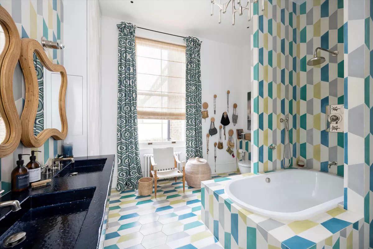 salle de bain colorée salle de bain colorée