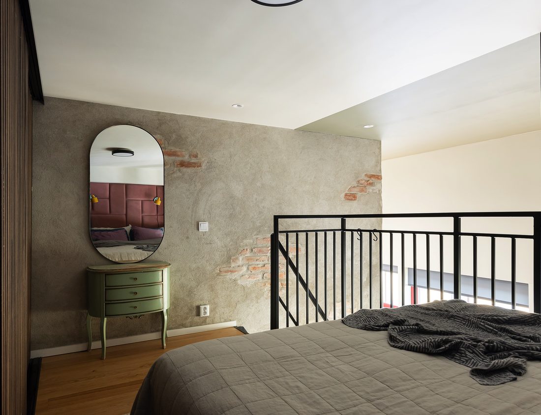 chambre mur béton mini loft 52m2
