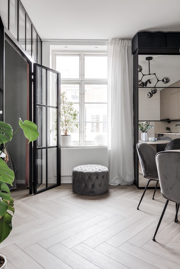 salon avec verrière intérieure appartement 50m2