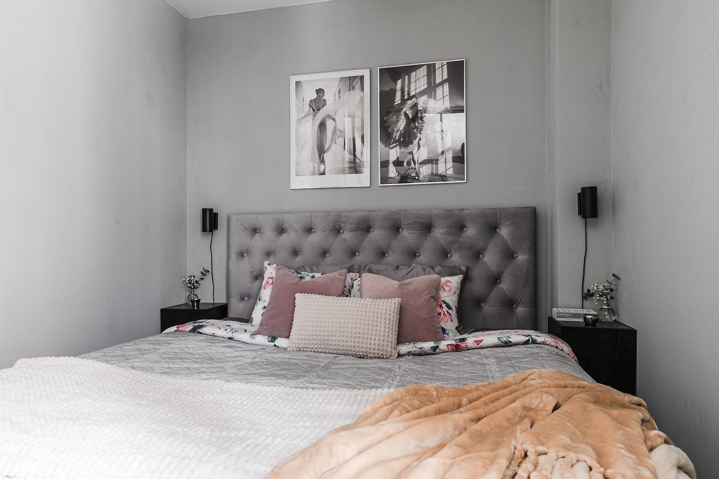 chambre grise et rose