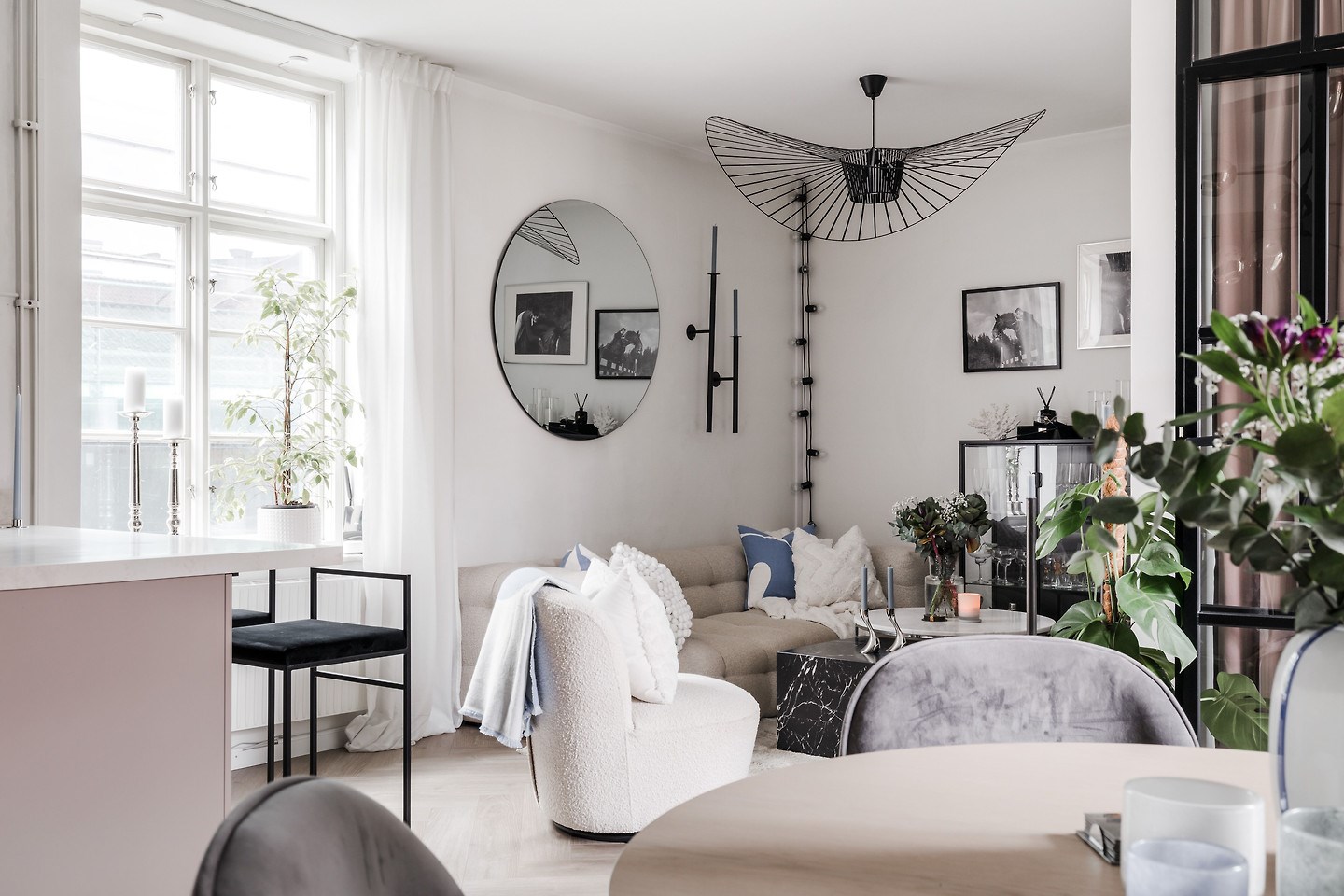 salon et chambre verrière appartement 50m2