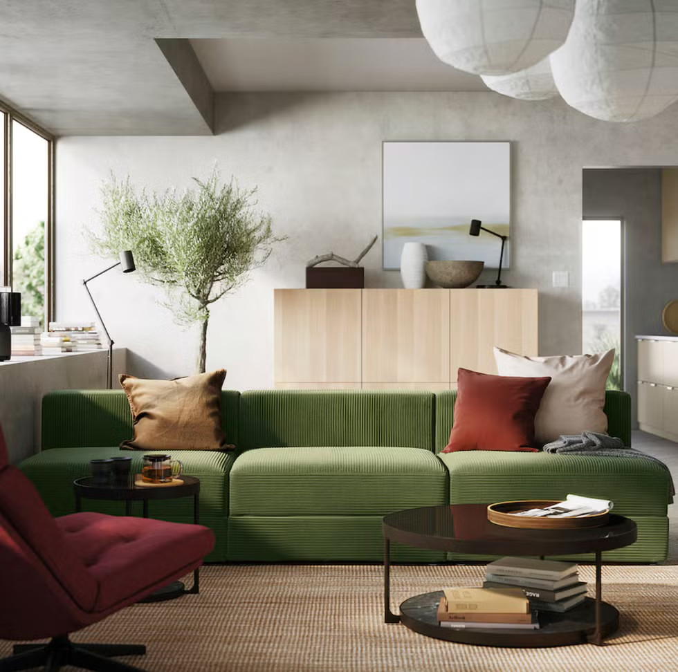 salon canapé IKEA velours vert