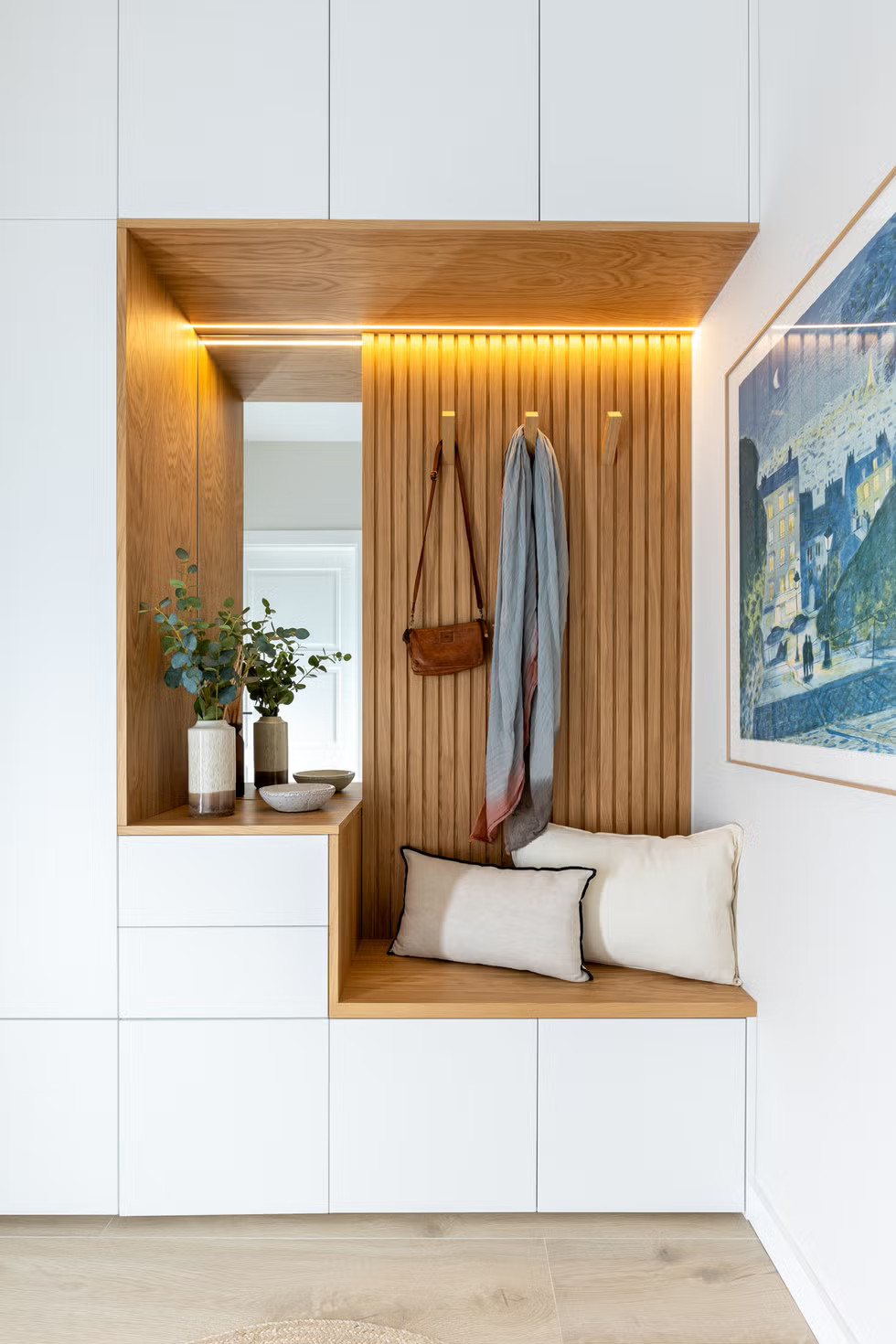 entrée avec meuble banc sur mesure