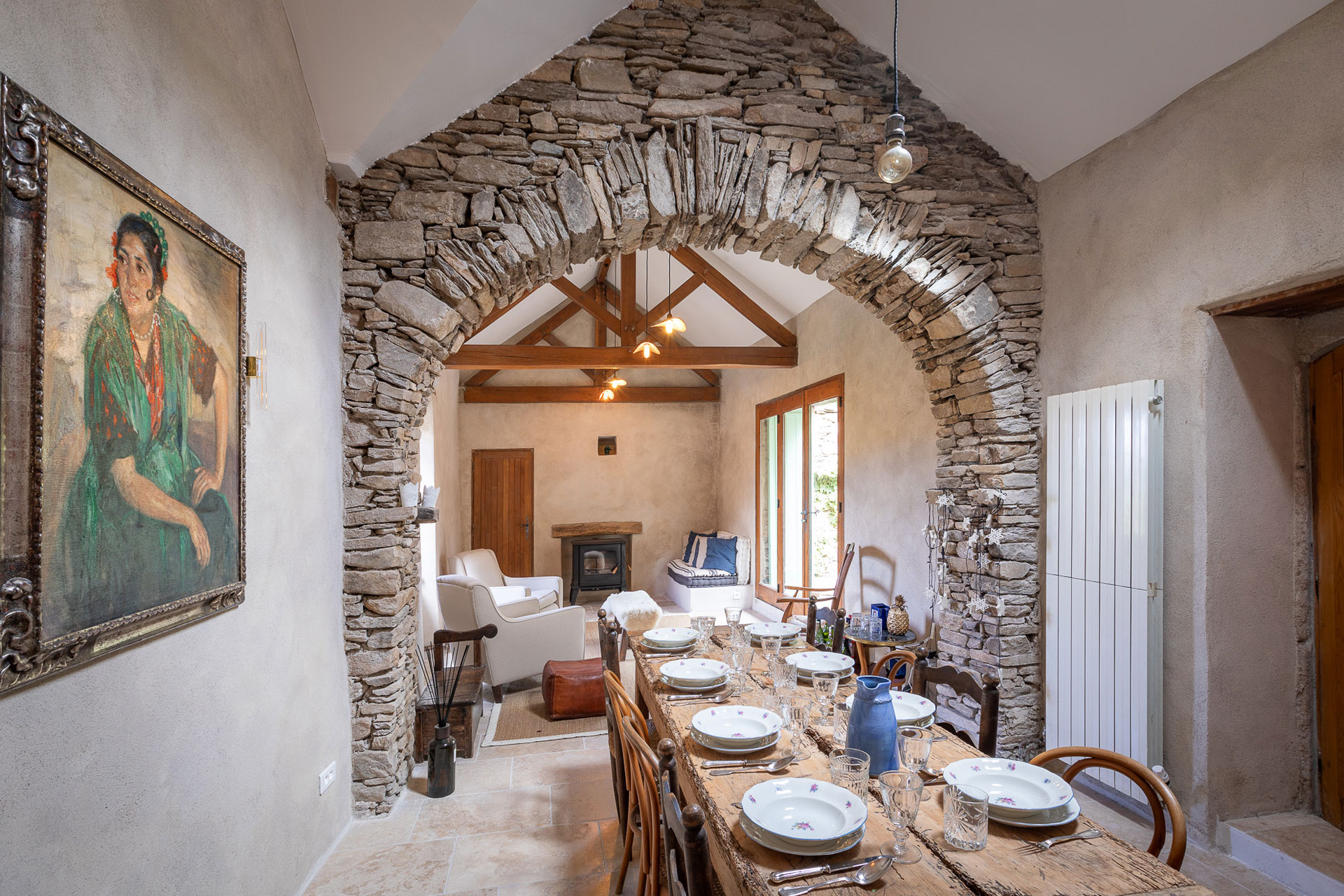 salon et salle à manger maison en pierres Mas de la Costete salon et salle à manger maison en pierres Mas de la Costete