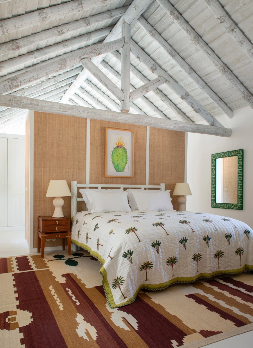 chambre décoration rustique chic maison avec piscine Casa Montado Portugal