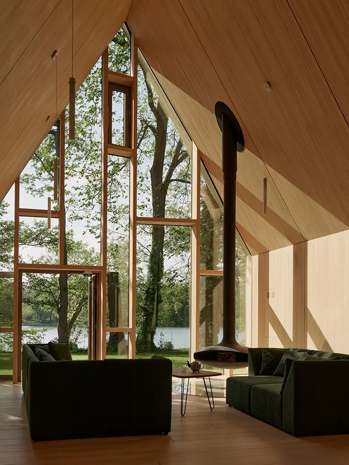 maison en bois pignon vitré décoration contemporaine cheminée Focus maison en bois pignon vitré décoration contemporaine cheminée Focus