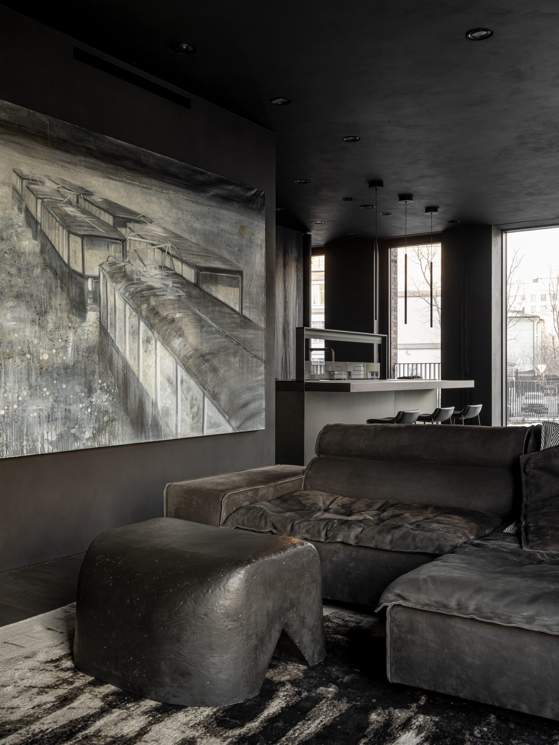 salon décoration design appartement contemporain intégralement noir salon décoration design appartement contemporain intégralement noir