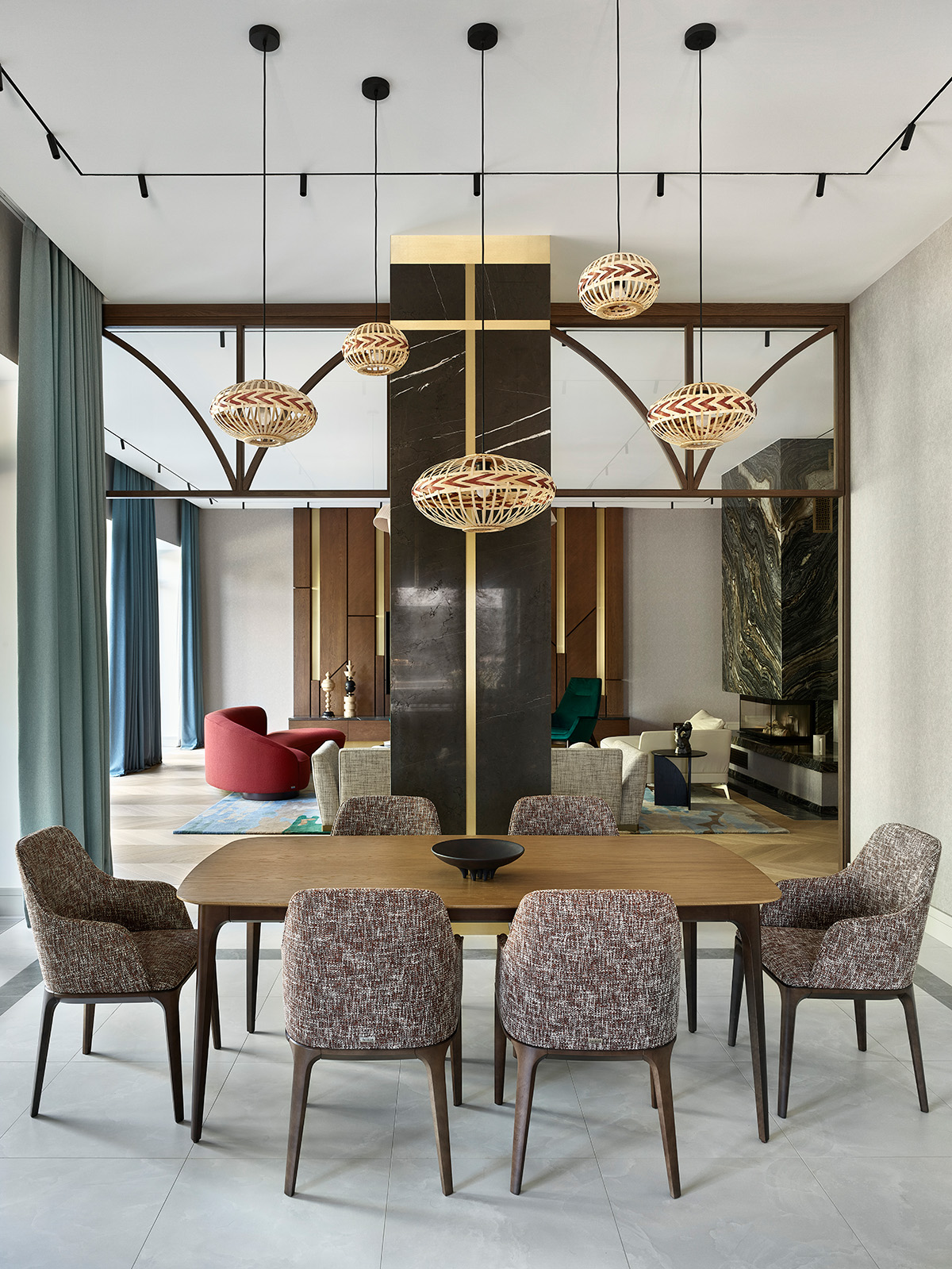 salle à manger et salon décoration contemporaine et design colorée