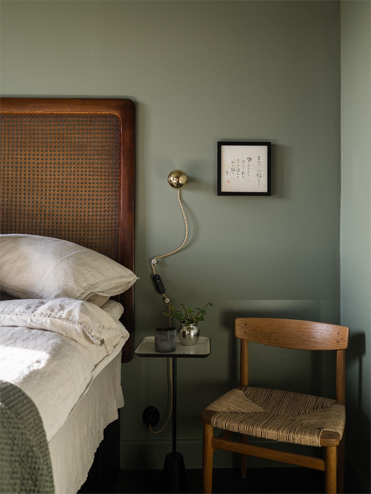 chambre murs verts