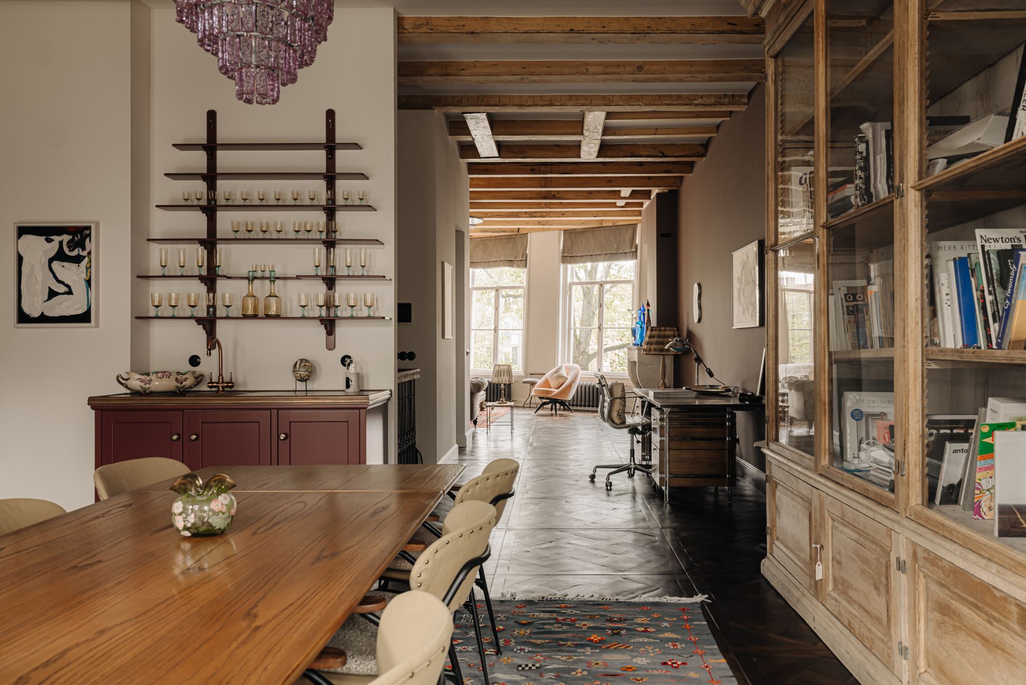 bureau et salle à manger décoration vintage maison du canal à Amsterdam bureau et salle à manger décoration vintage maison du canal à Amsterdam