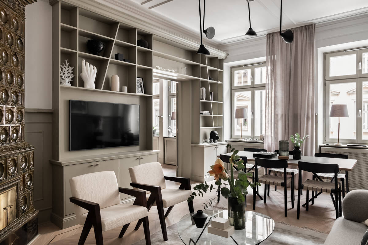 salon avec moulures décoration contemporaine