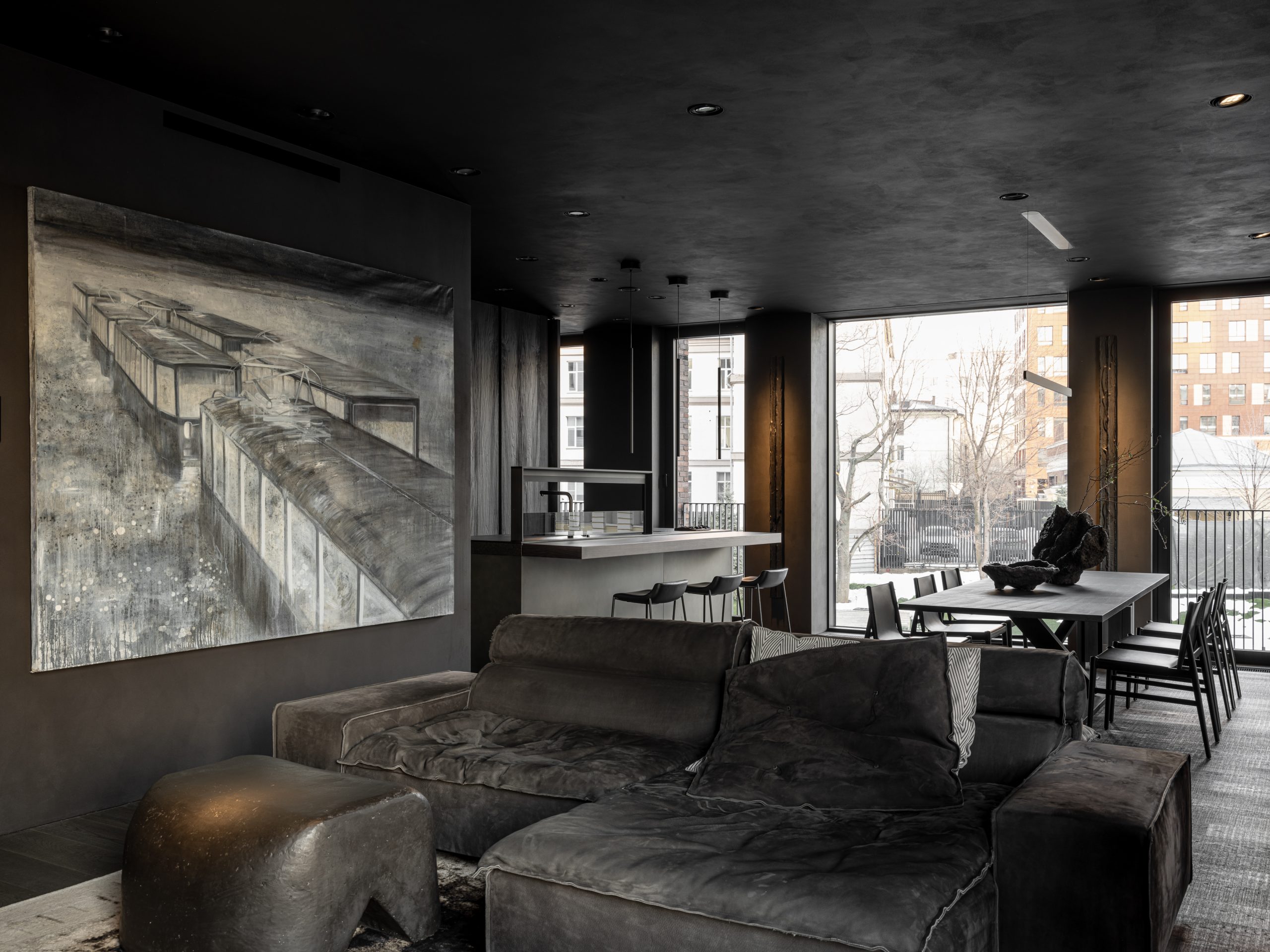 salon décoration design appartement contemporain intégralement noir salon décoration design appartement contemporain intégralement noir