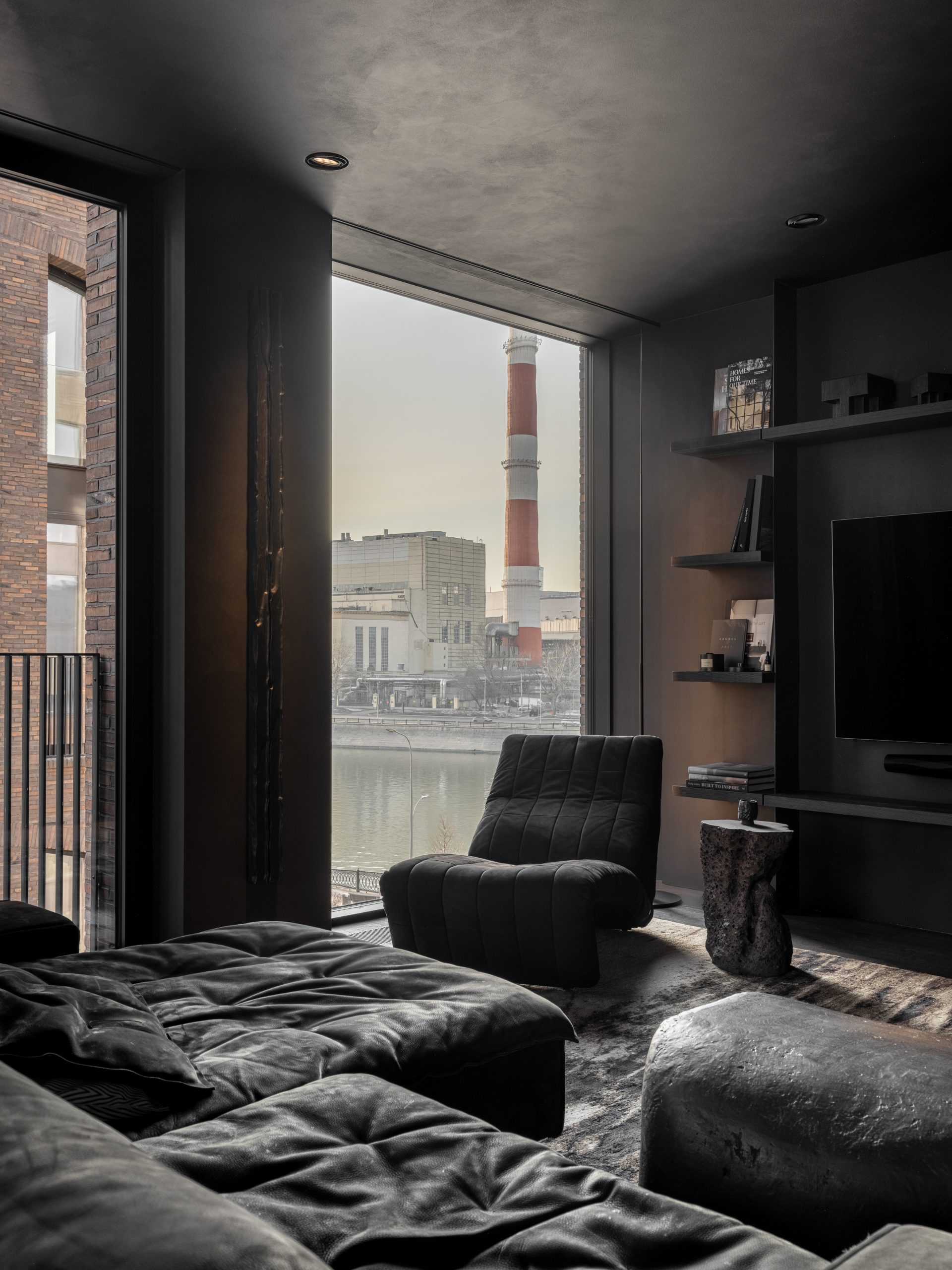 salon décoration design appartement contemporain intégralement noir salon décoration design appartement contemporain intégralement noir
