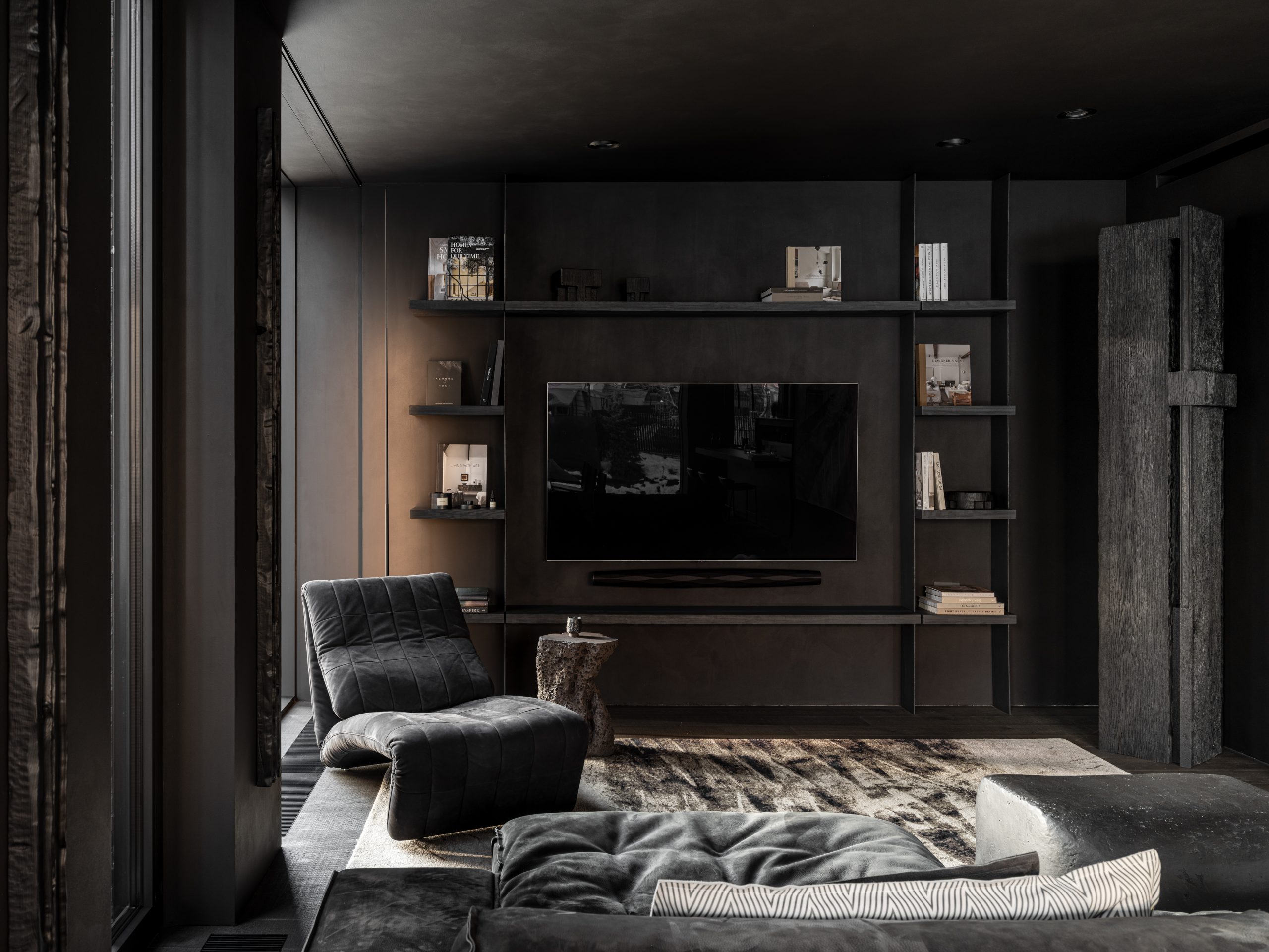 salon décoration design appartement contemporain intégralement noir salon décoration design appartement contemporain intégralement noir