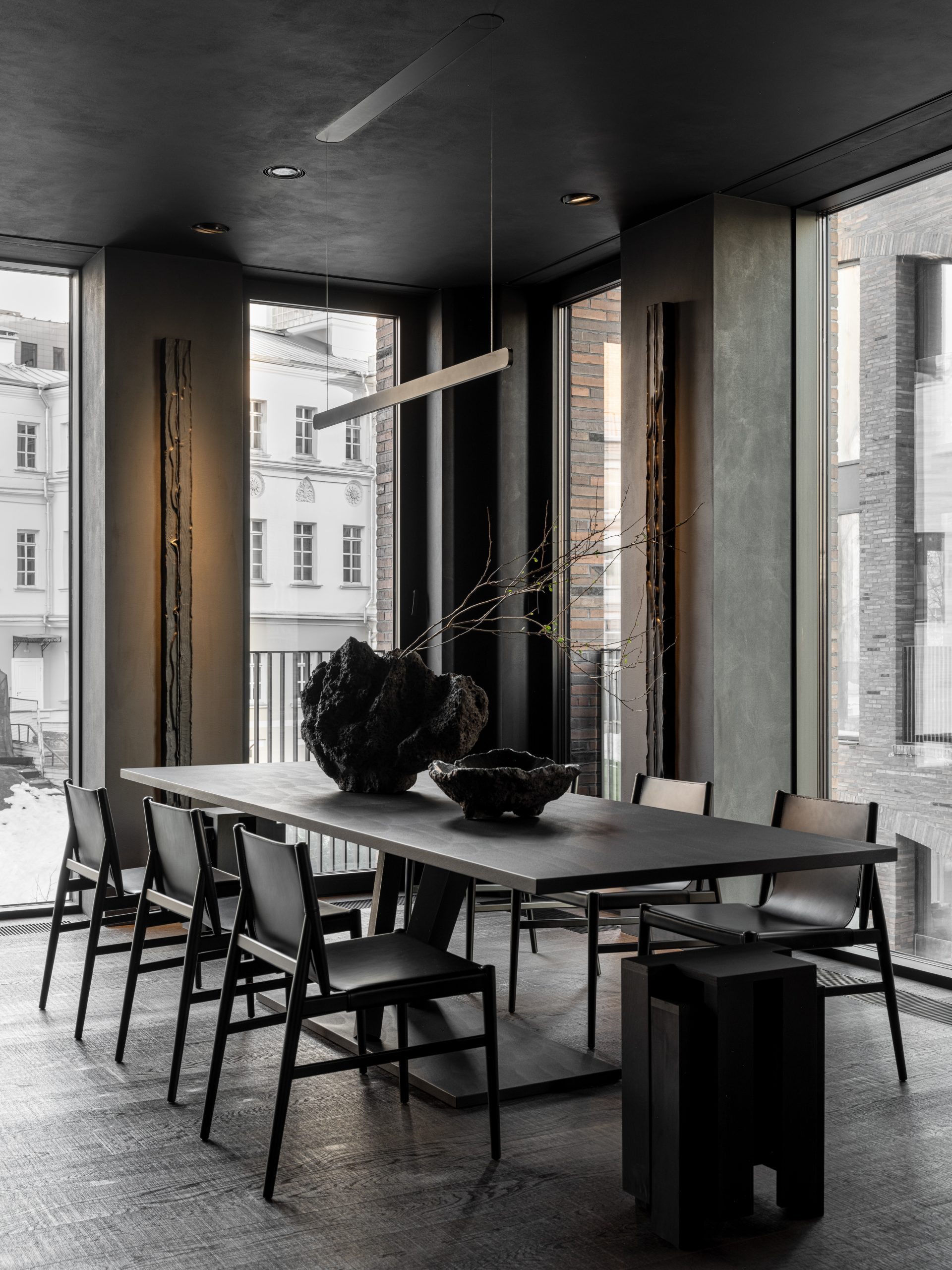 salle à manger décoration design appartement contemporain intégralement noir salle à manger décoration design appartement contemporain intégralement noir