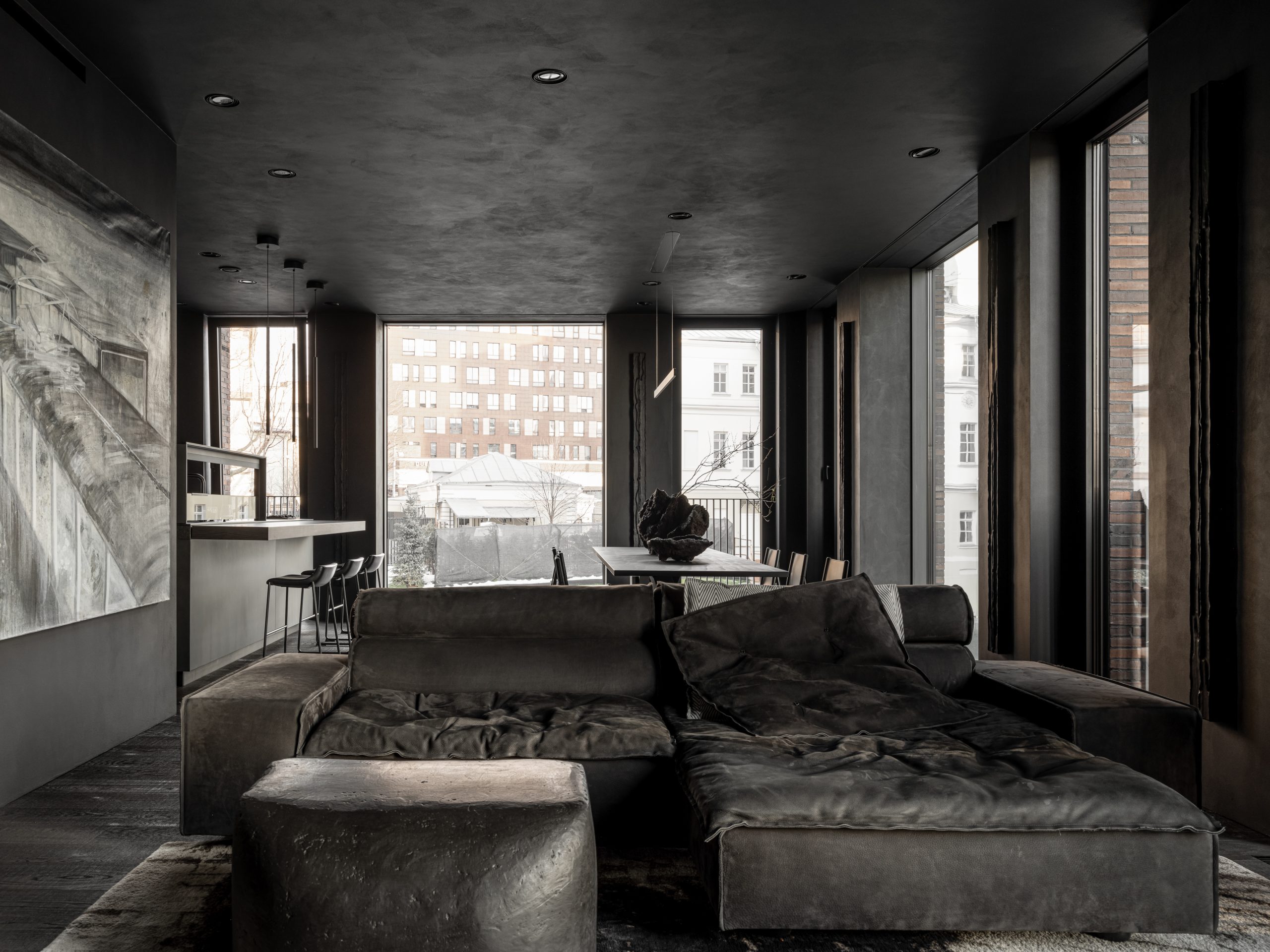 salon décoration design appartement contemporain intégralement noir salon décoration design appartement contemporain intégralement noir