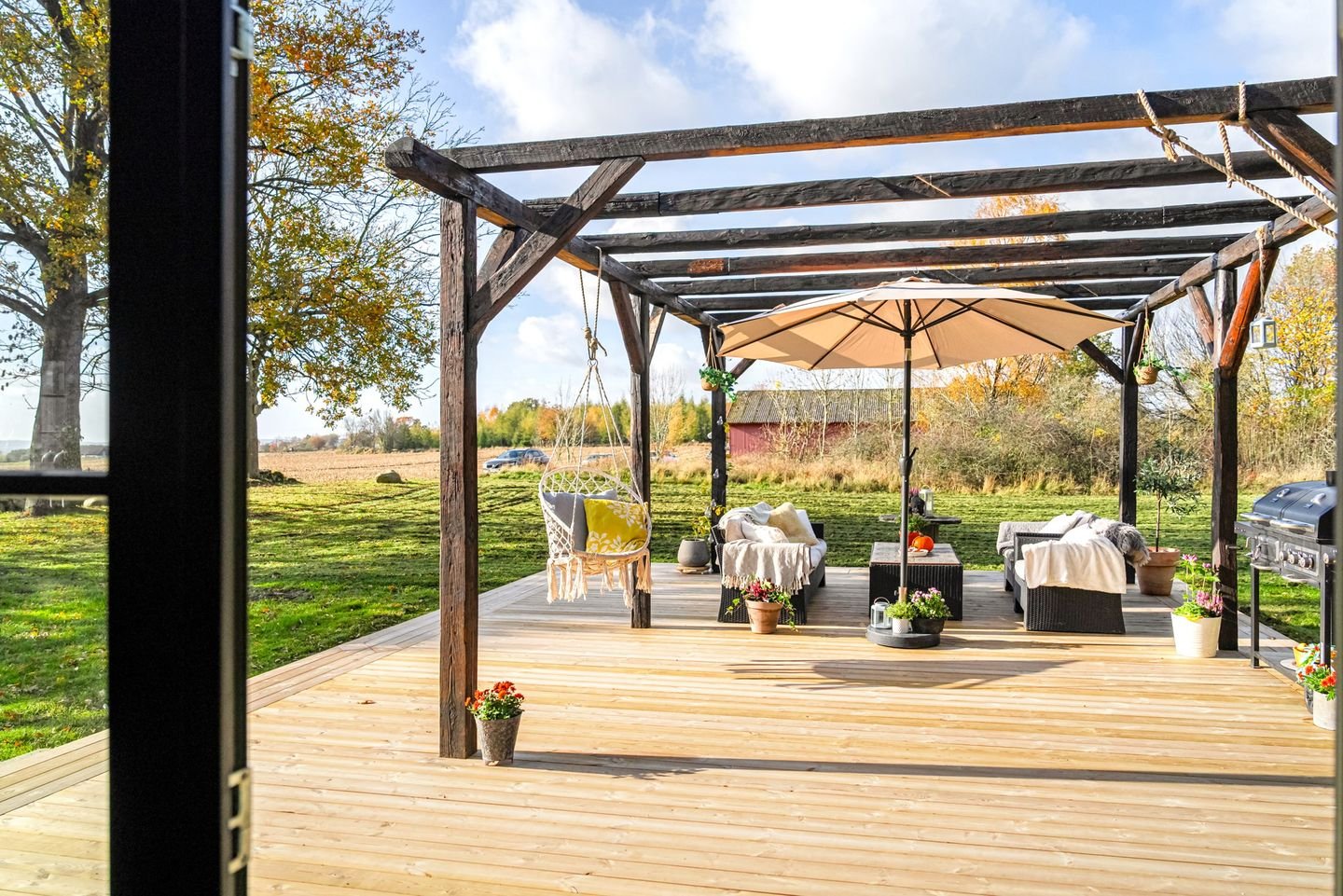 terrasse avec pergola bois
