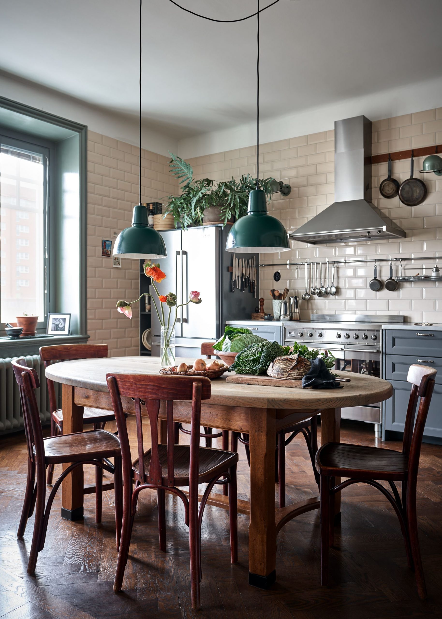 cuisine grise décoration vintage et néo rustique