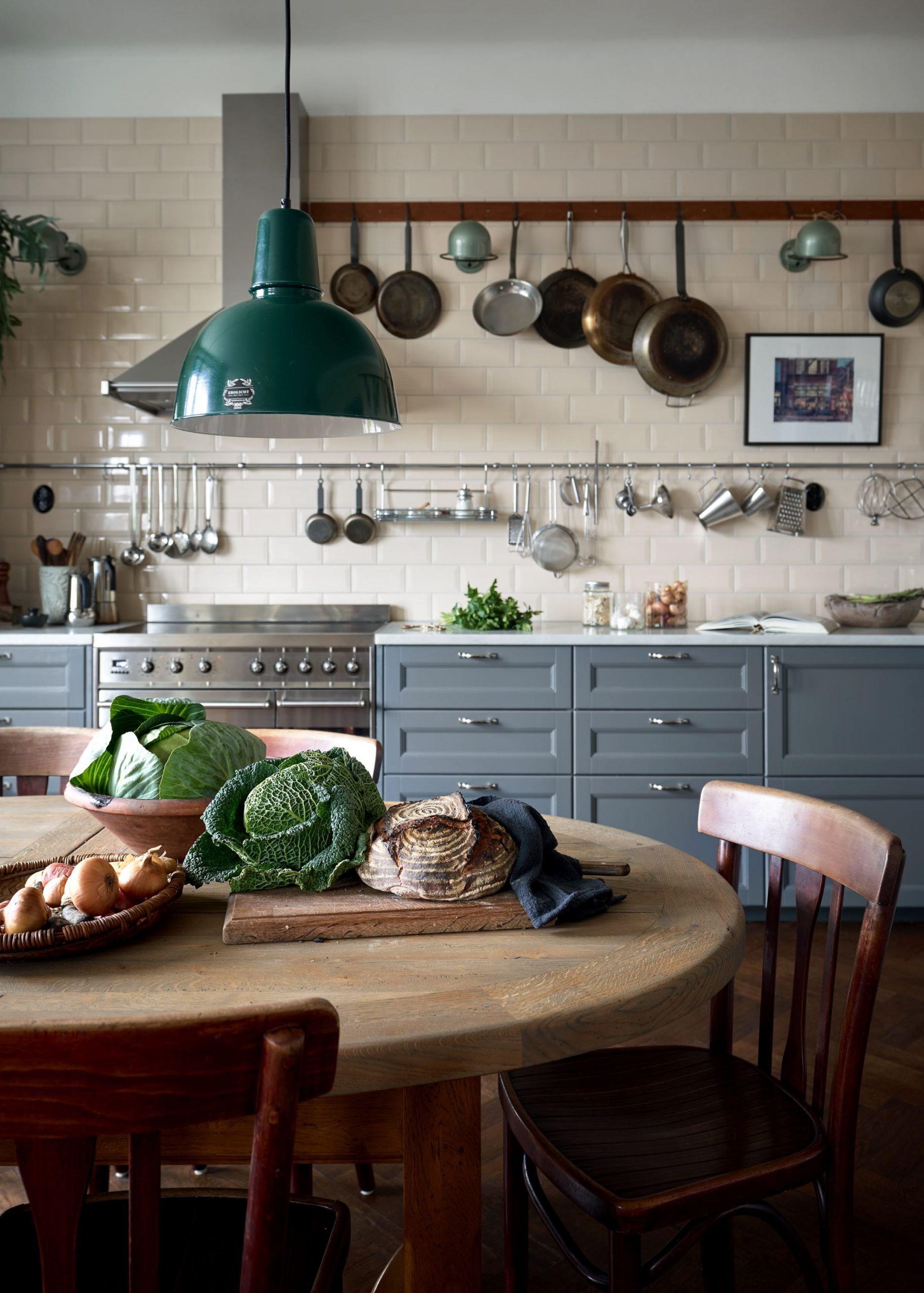 cuisine grise décoration vintage et néo rustique
