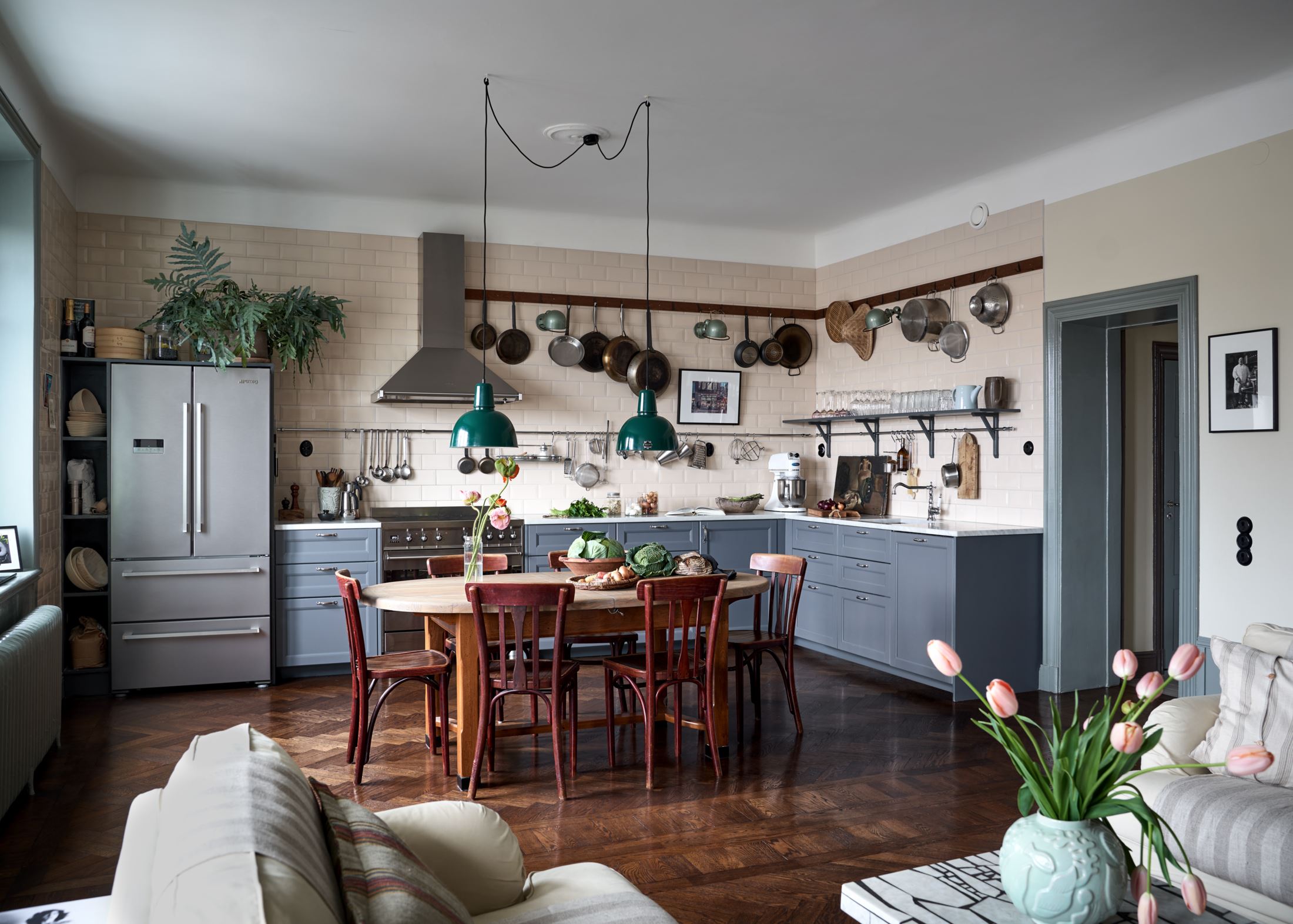cuisine grise décoration vintage et néo rustique