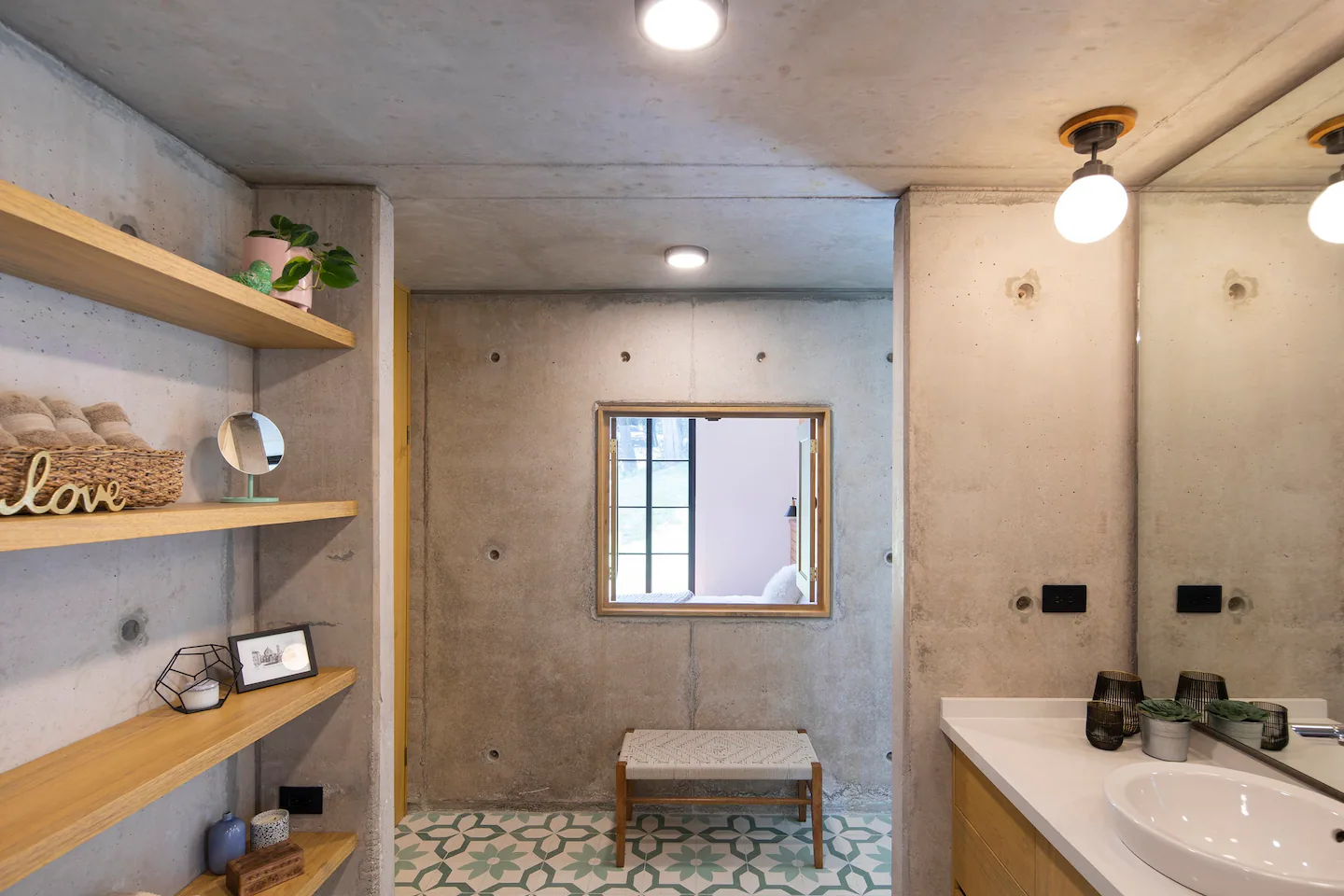 salle de bain mur béton sol carreaux de ciment salle de bain mur béton sol carreaux de ciment