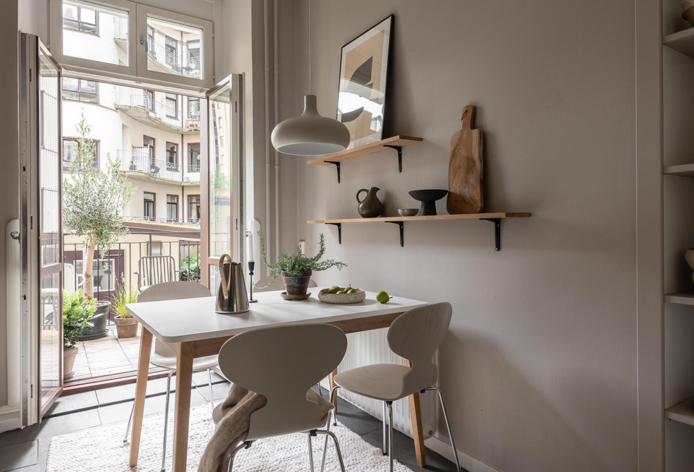 cuisine studio 33m2 décoration beige