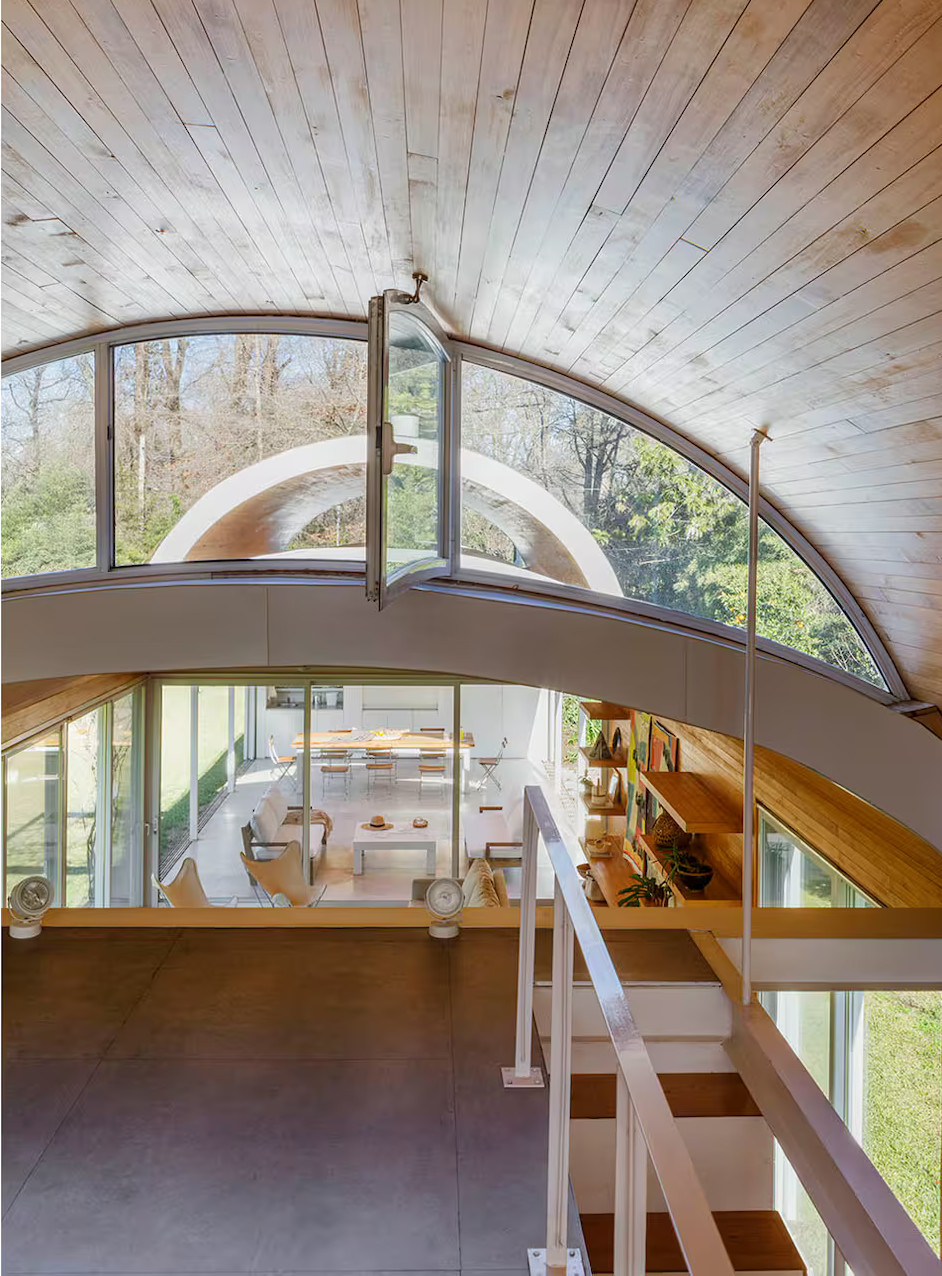 mezzanine plafond cintré en bois maison architecte