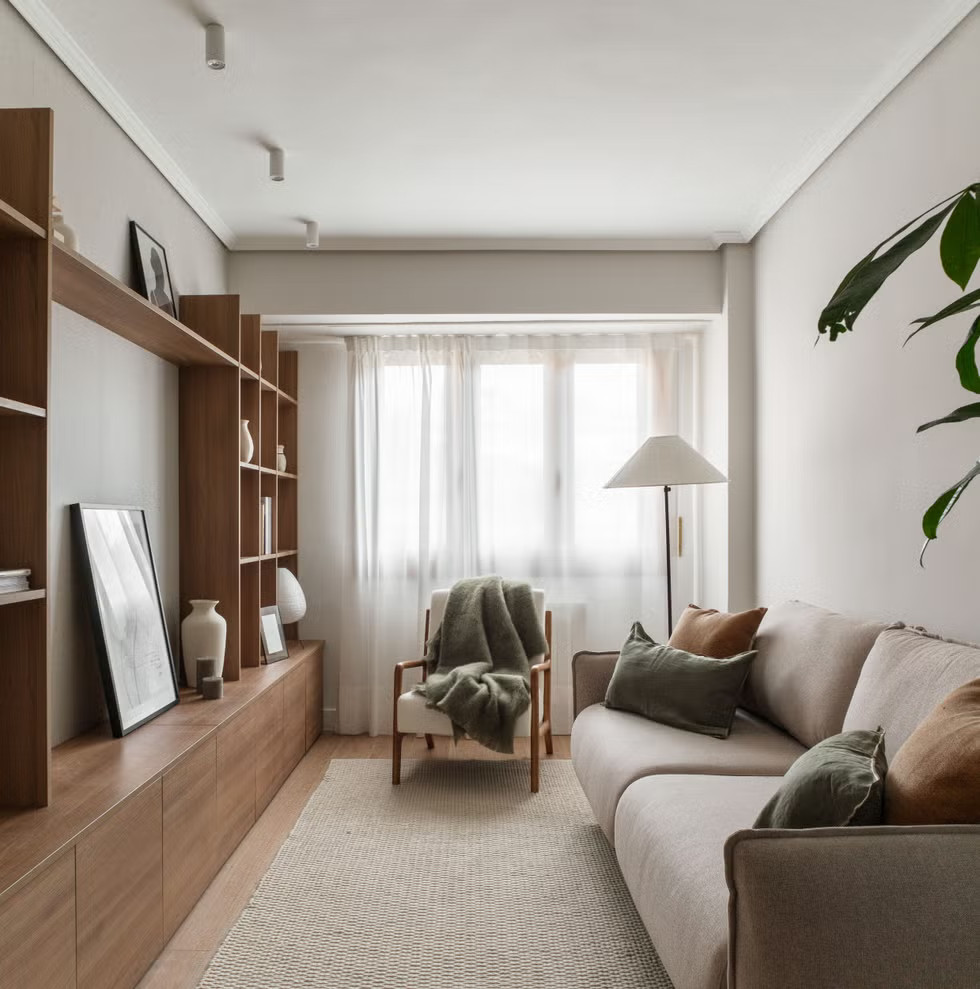 salon décoration contemporaine naturelle deux-pièces 50m2 