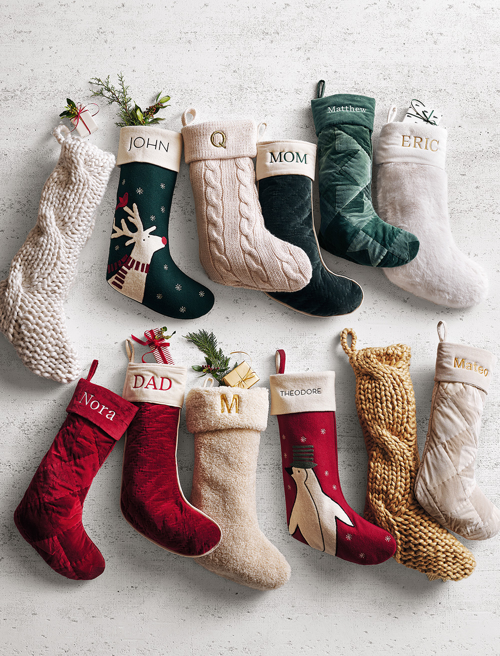 chaussettes décoration Noël Crate & Barrel chaussettes décoration Noël Crate & Barrel
