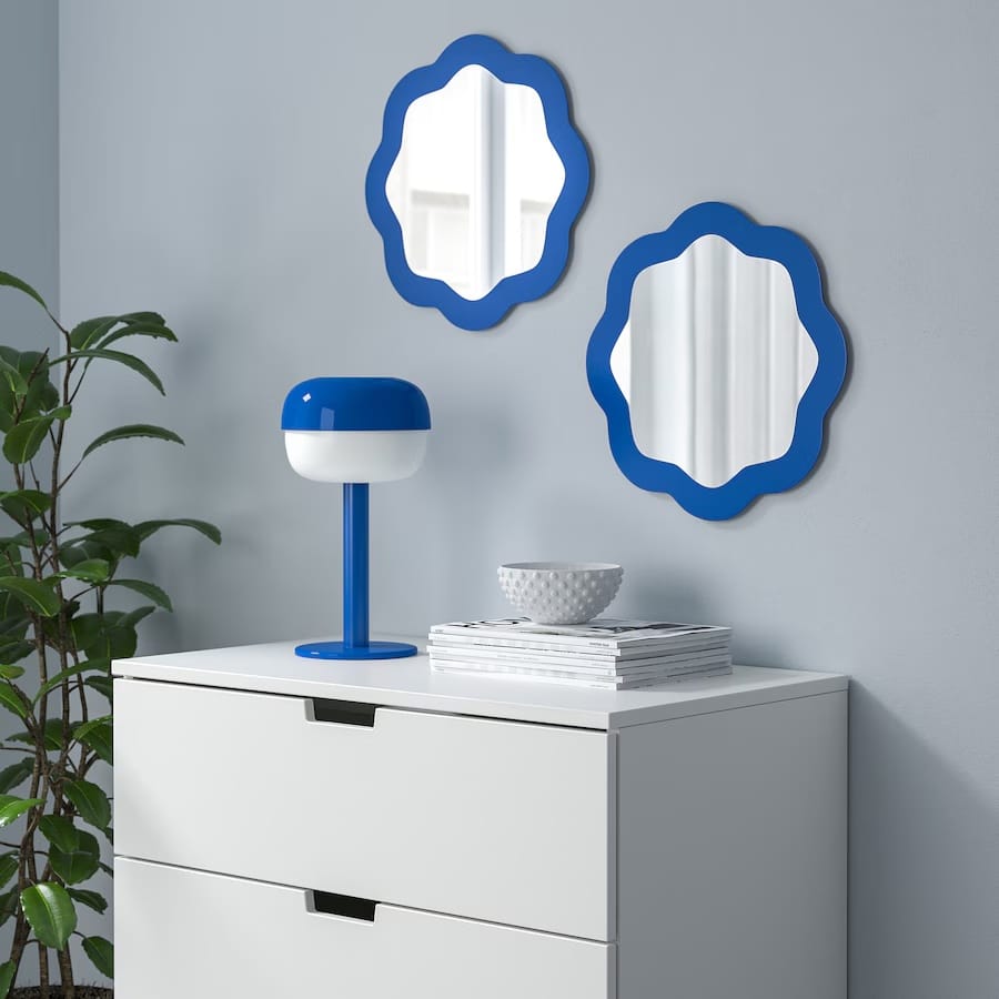 miroir vague bleu