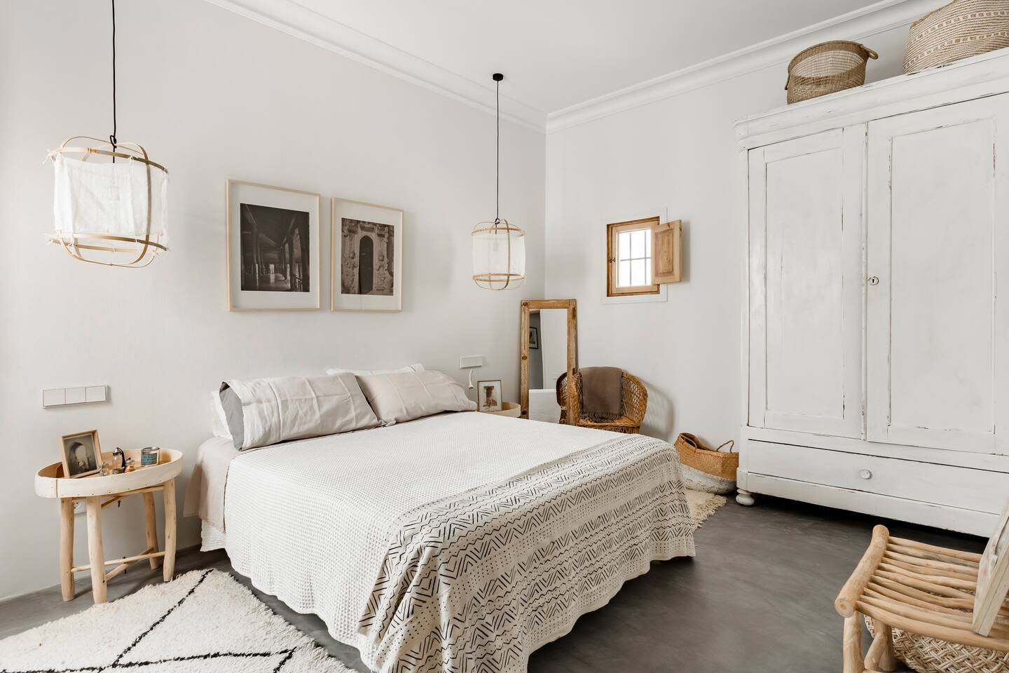 chambre décoration bohème chic et naturelle appartement Madrid