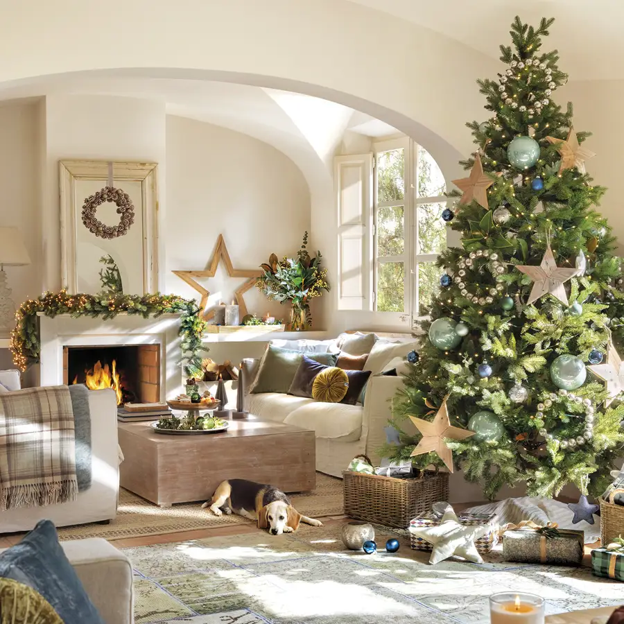 salon avec décoration Noël