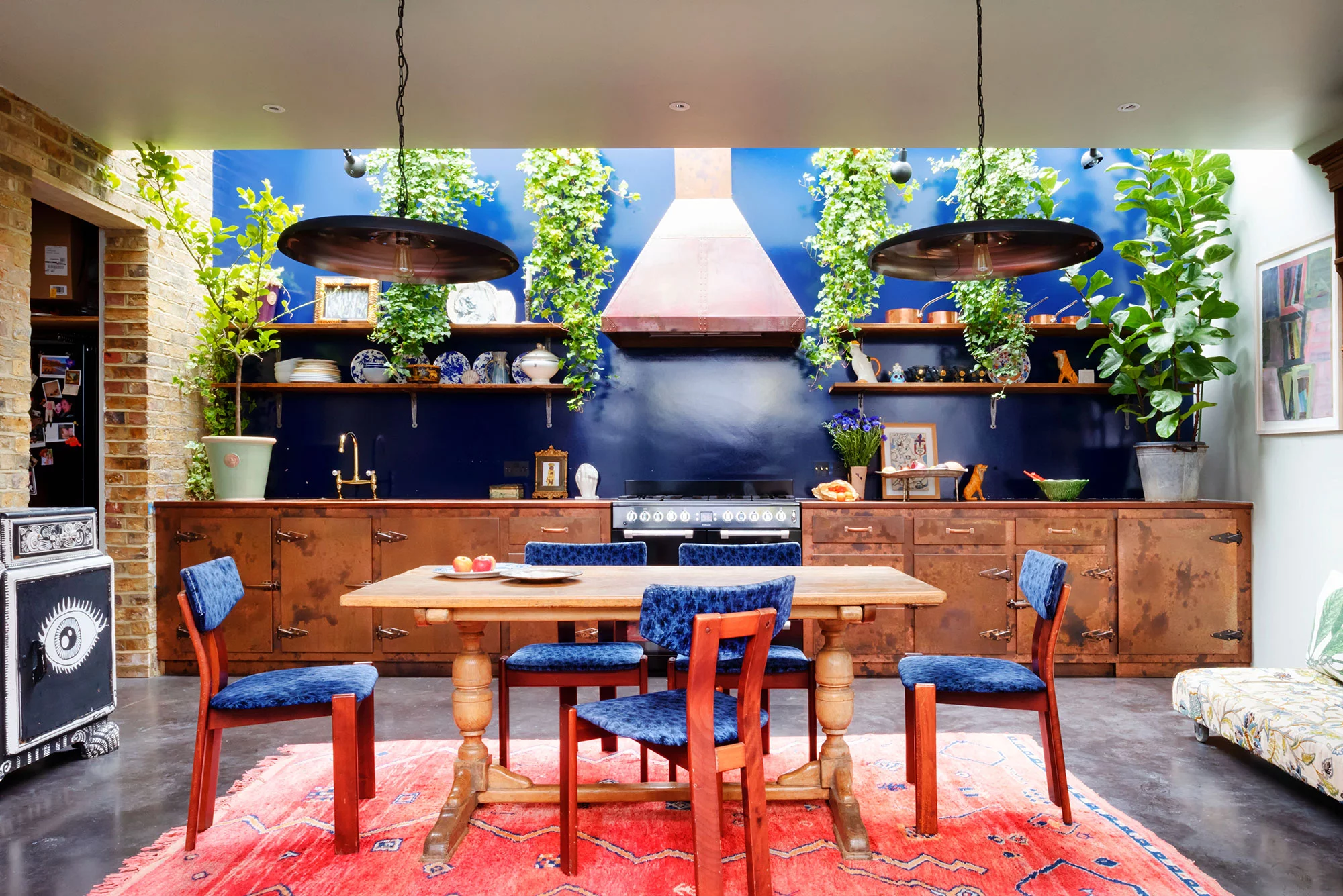 cuisine décoration contemporaine colorée et originale appartement Londres
