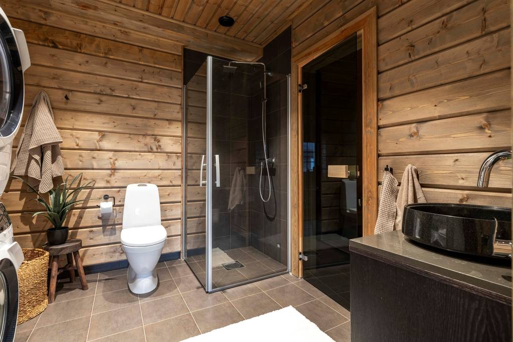 salle de bain chalet de 102m2 intérieur bois