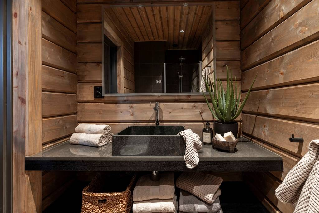 salle de bain chalet de 102m2 intérieur bois