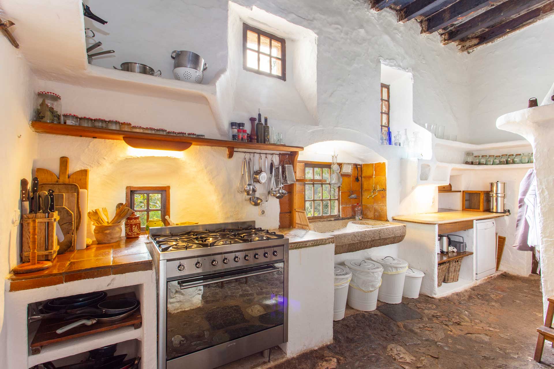 cuisine avec cheminée maison Majorque San Rullan