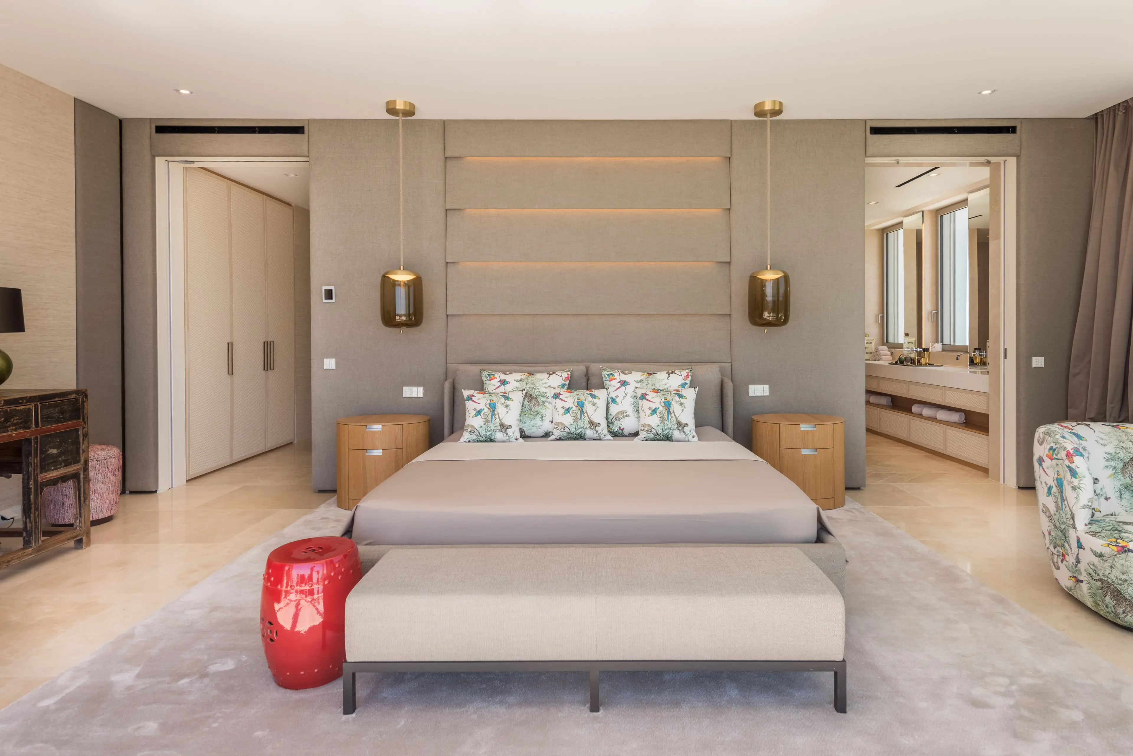 chambre vue mer décoration moderne maison contemporaine Ibiza