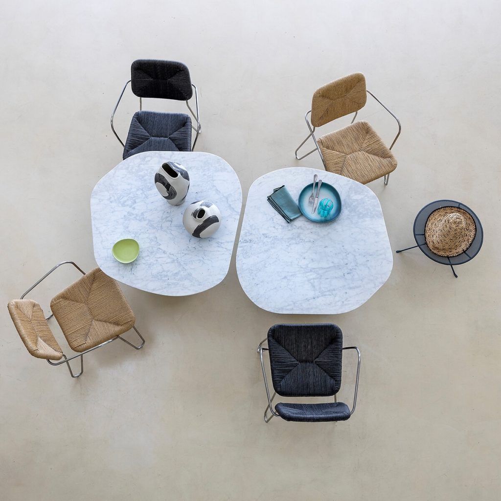 table marbre et chaises collection OTTO Nomad Escape collaboration Catalogue AM PM 2025 table marbre et chaises collection OTTO Nomad Escape collaboration Catalogue AM PM 2025