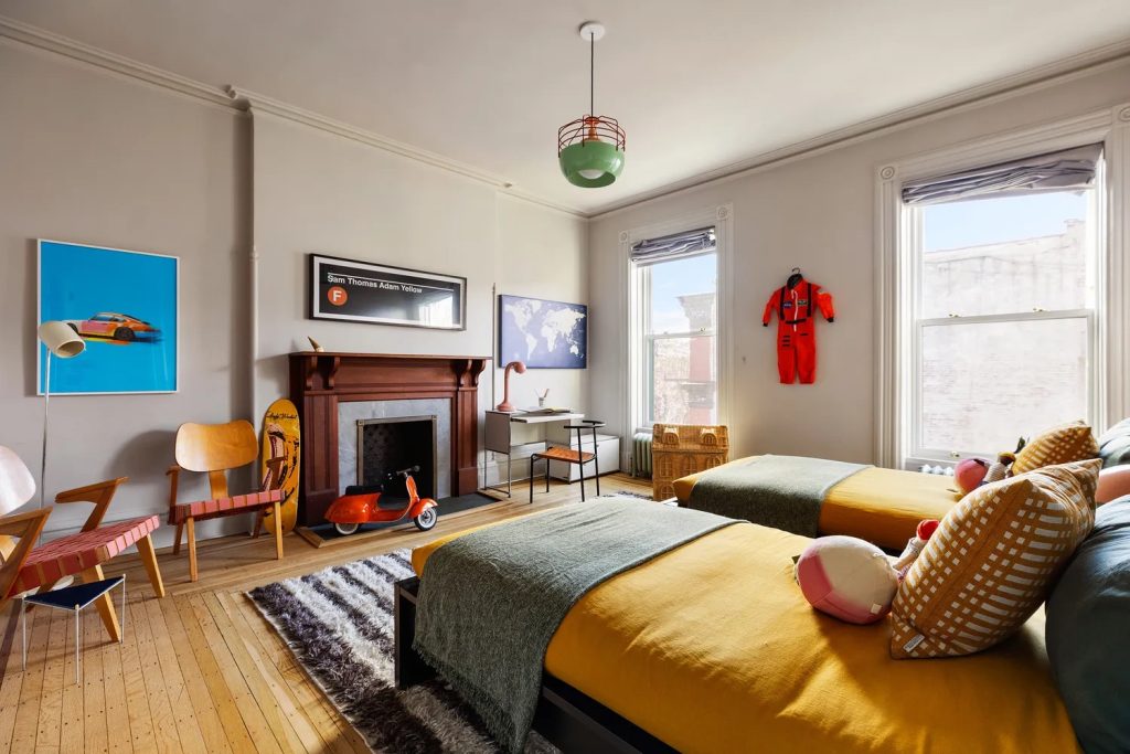 chambre avec cheminée maison de ville Brooklyn