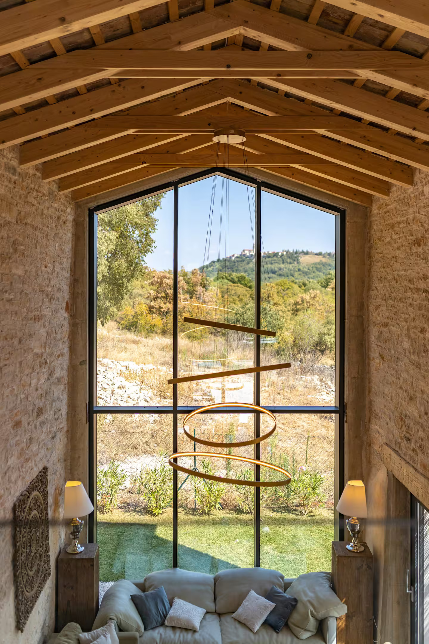 salon maison en pierres rénovée Croatie, Villa la Vinella