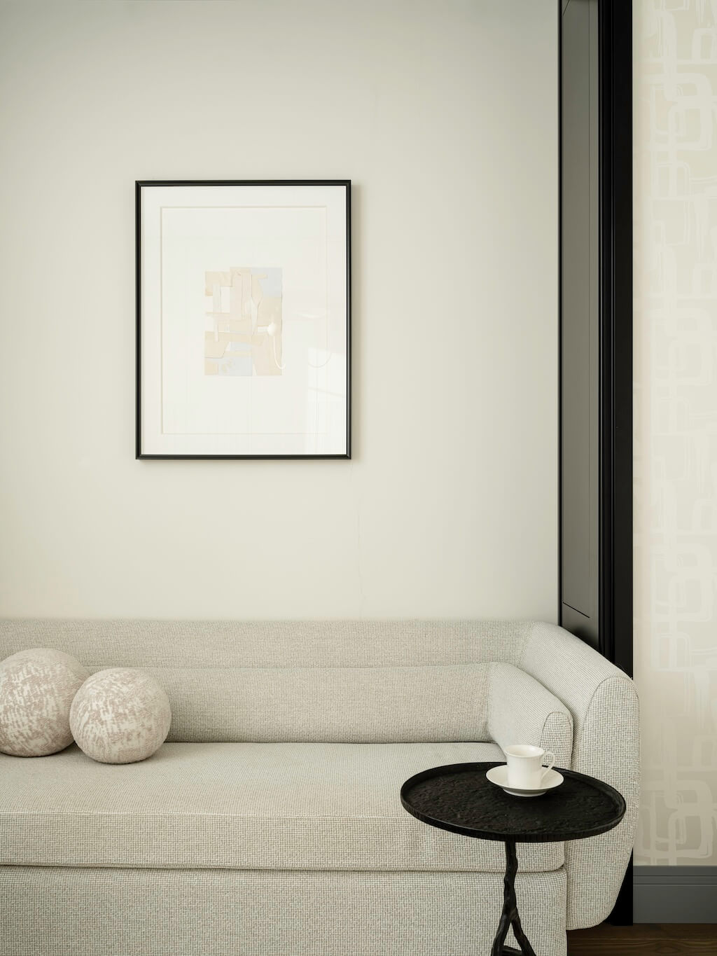 salon décoration contemporaine beige appartement 145m2