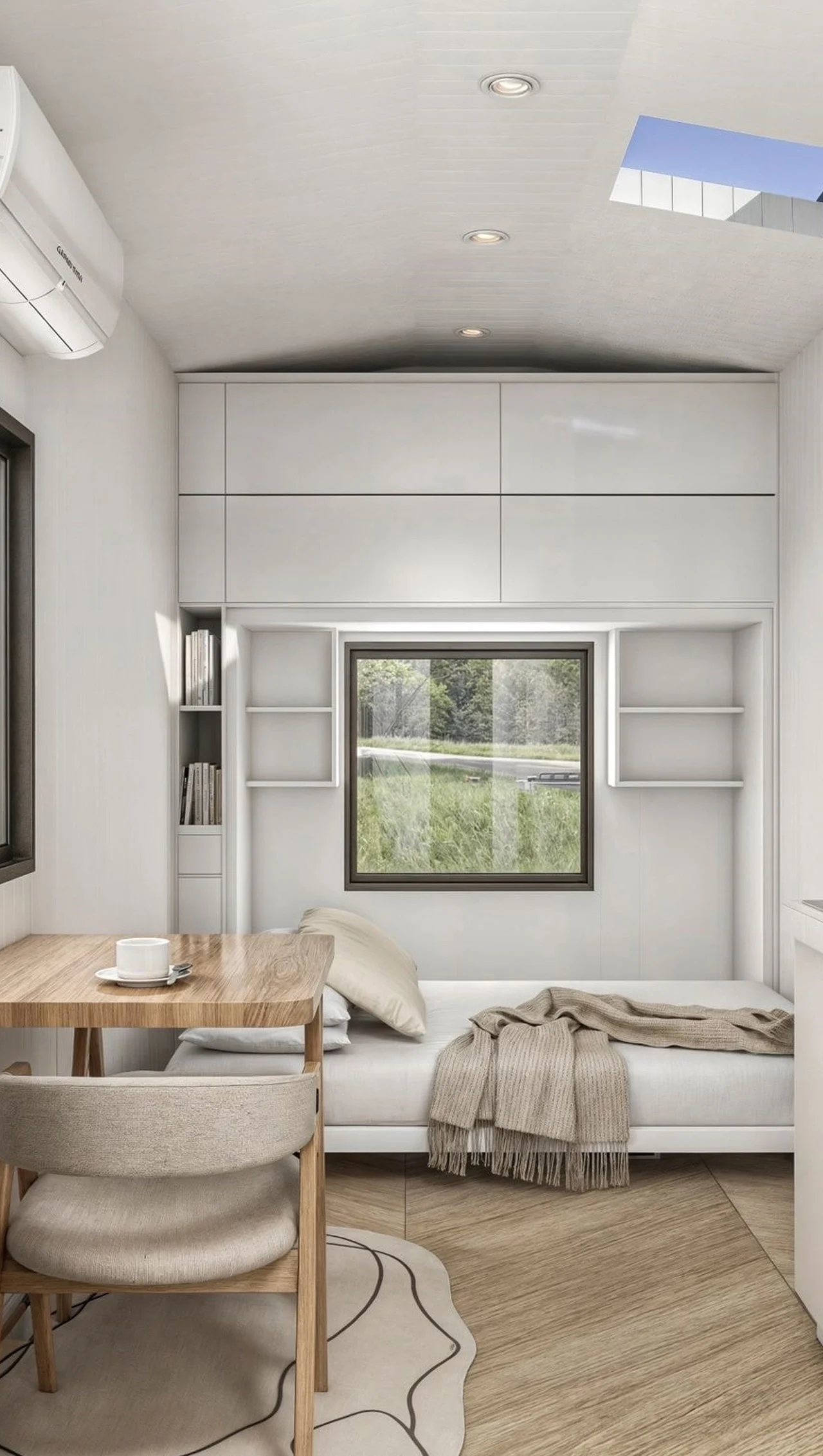 salon avec lit escamotable tiny house 16m2 Havenn Vesta