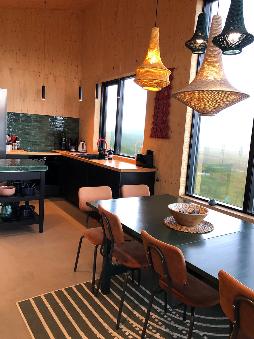salle à manger et cuisine maison préfabriquée en bois de 75m2