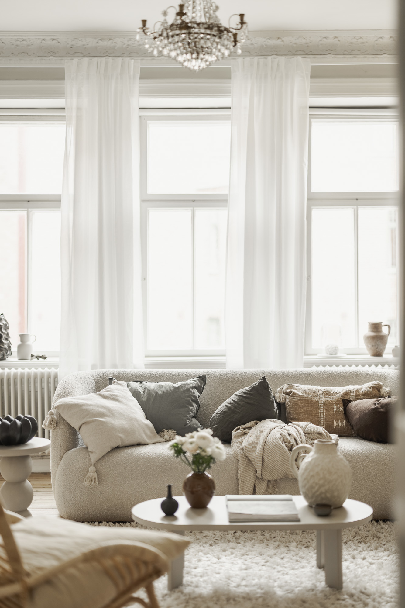 salon deux-pièces de 51m2 décoration scandinave
