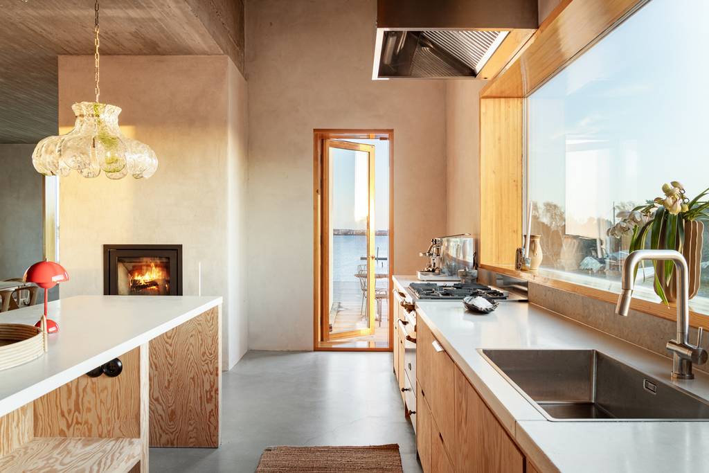 cuisine ouverte avec cheminée maison en bois cuisine ouverte avec cheminée maison en bois