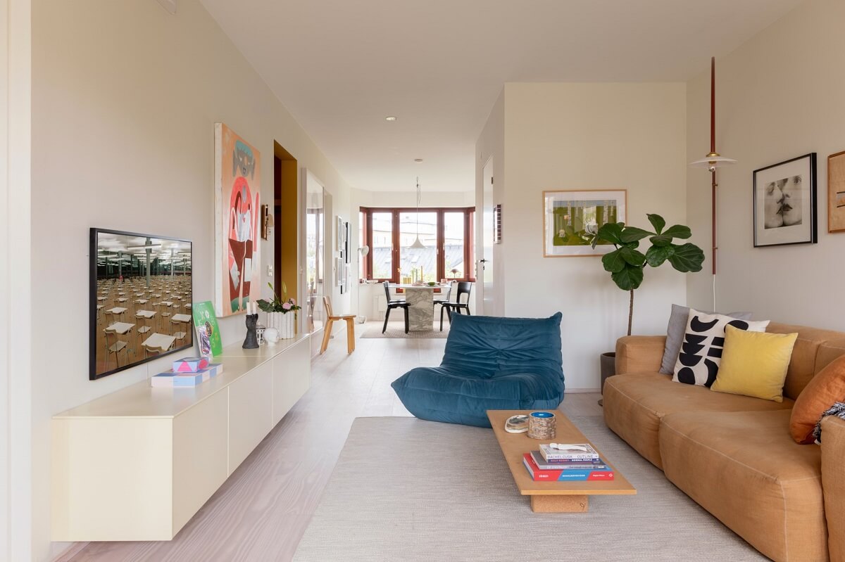 salon appartement de 87m2 à la décoration colorée