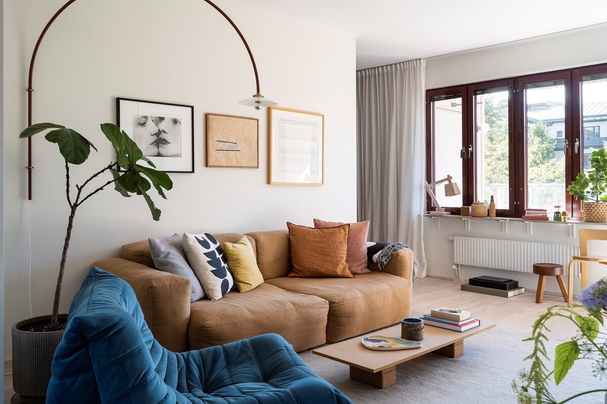 salon appartement de 87m2 à la décoration colorée